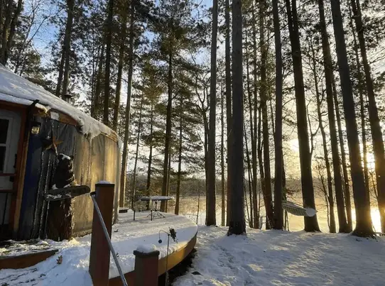 Lakefront yurt with woodstove in Cable, Wisconsin